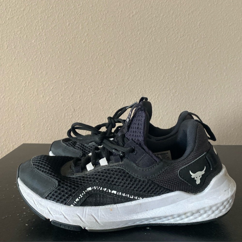 6Y Kids Under Armour Project Rock BSR 3 Black Training‎ Shoes 3026767-001 GS